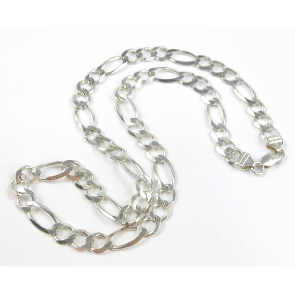 IBB Jewelry - IBB Italy Sterling Silver 925 Figaro Chain Necklace 20" Long 8.4mm ~ 31 grams